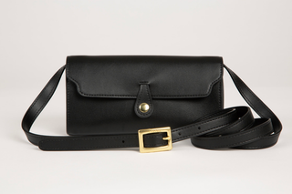 Convertible Vegan Clutch Bags by Lavada. Made from plant based cactus leather. Shown in black.