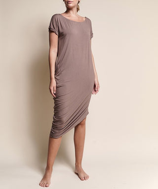 Organic Bamboo Asymmetric Dolman Sleeve Dress With Pockets