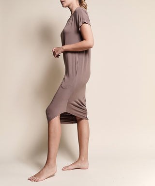 Organic Bamboo Asymmetric Dolman Sleeve Dress With Pockets