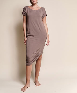 Organic Bamboo Asymmetric Dolman Sleeve Dress With Pockets