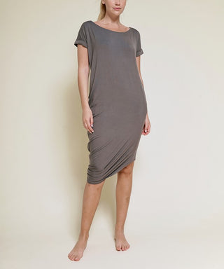 Organic Bamboo Asymmetric Dolman Sleeve Dress With Pockets