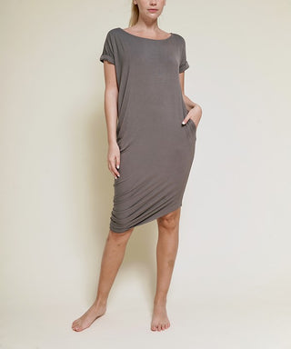 Organic Bamboo Asymmetric Dolman Sleeve Dress With Pockets