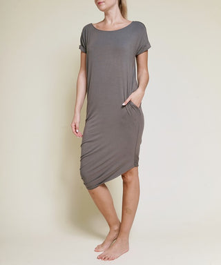 Organic Bamboo Asymmetric Dolman Sleeve Dress With Pockets