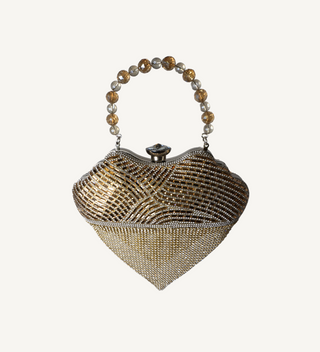 Gold Heart Shaped Crystal Evening Bag