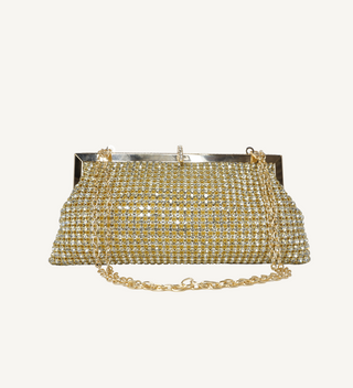 Gold with Crystals Frame Clutch