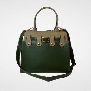 Interchangeable cactus vegan leather bag by Lavada, in tan and green
