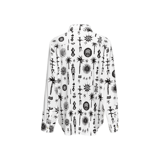 African Symbols Women's Sustainable Long Sleeve Button-Down Shirt