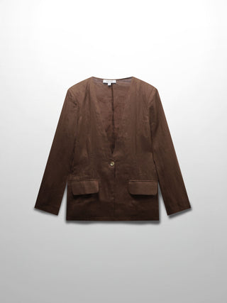 Linen Blazer-Brown-0