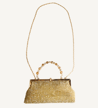 Gold with Crystals Frame Clutch