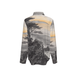 Sunset Beach Abstract Women's Sustainable Long Sleeve Button-Down Shirt