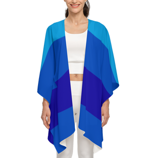 women's recycled kimono in bands of blue