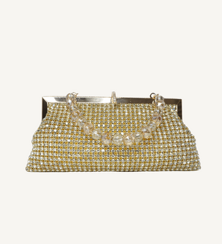 Gold with Crystals Frame Clutch