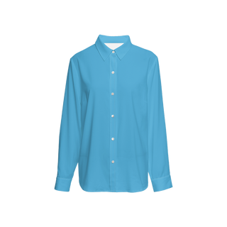 Sky Blue Women's Sustainable Long Sleeve Button-Down Shirt