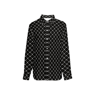 Women's Sustainable Long Sleeve Button Down Shirt, Black & White Graphic