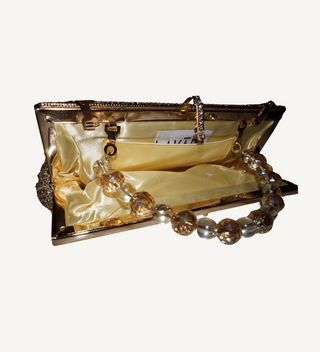 Gold with Crystals Frame Clutch