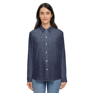 Denim Vibes Women's Sustainable Long Sleeve Button-Down Shirt