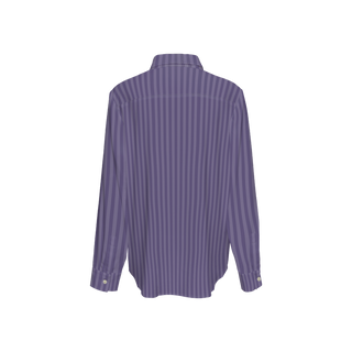 Purple and Lavender Striped Women's Sustainable Long Sleeve Button Down Shirt