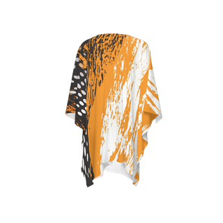 Women's Kimono Silk-like Cover Up Wrap (Orange Black Abstract)