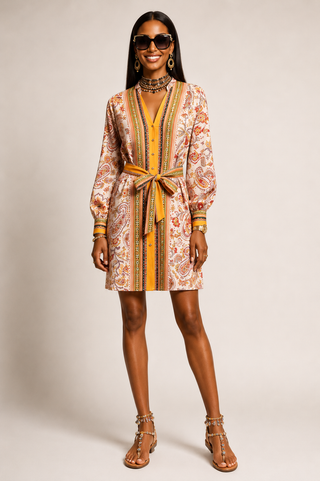 Women's Colorblock and Paisley Dress