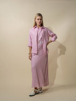 Linen A-Line Slip Dress-Blush-0