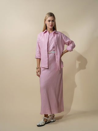 Linen Button Down Blouse-Blush-0