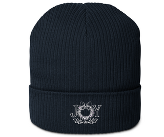 Holiday Joy 100% Organic Cotton Ribbed Beanie