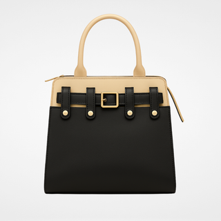 Lavada's signature interchangeable vegan leather bag in tan with Black cover, belt, and carrying strap (not pictured). All included. Bundle. 
