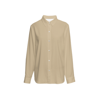 Khaki Women's Sustainable Long Sleeve Button-Down Shirt