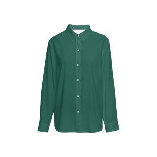 Aventurine (Deep Emerald Green) Women's Sustainable Long Sleeve Button-Down Shirt