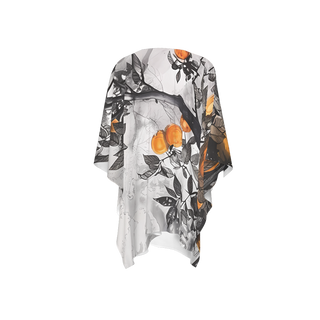 Women's Kimono Silk-like Cover Up Wrap (Orange Tree)
