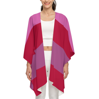  Raspberry, lilac, and mulberry striped women's kimono by Lavada, in recycled material