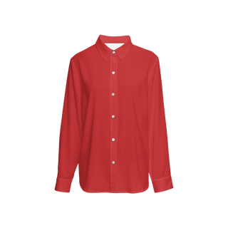 Cherry Red Women's Sustainable Long Sleeve Button-Down Shirt