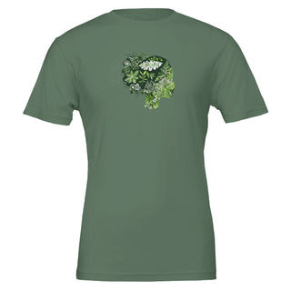 green monochromatic_graphic_tshirt_with_graphic_depicting_silhouette_of_woman_made_of_plants