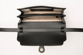 inside view of black convertible wallet clutch by Lavada