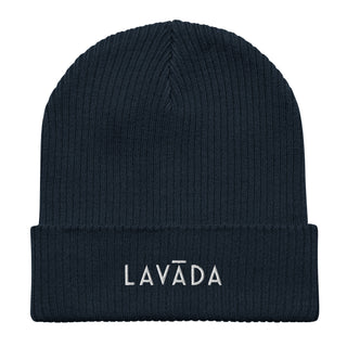 100% organic cotton ribbed beanie by Lavada in navy