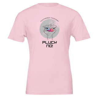 soft pink pluck no feathers funny vegan tshirt