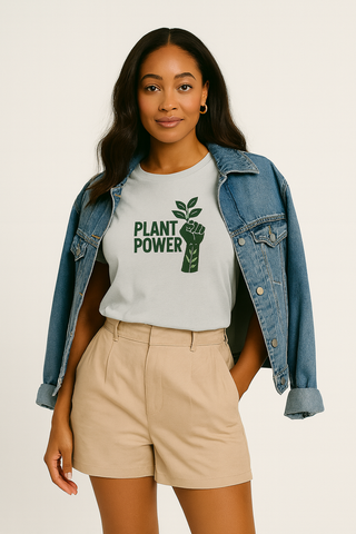 model_wearing_silver_plant_power_graphic_tshirt
