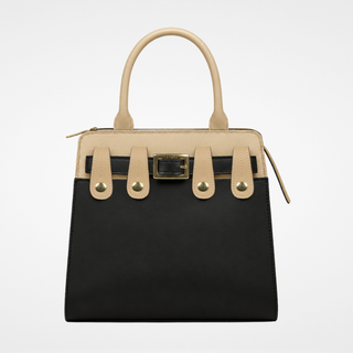 Lavada's signature interchangeable vegan leather bag in tan with Black cover, belt, and carrying strap (not pictured). All included. Bundle. 
