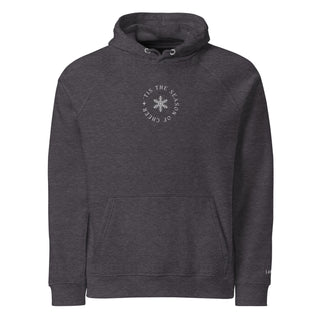 Gray embroidered 'Tis The Season organic cotton holiday hoodie