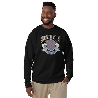 North Pole Express with crest premium unisex holiday Christmas sweatshirt, black