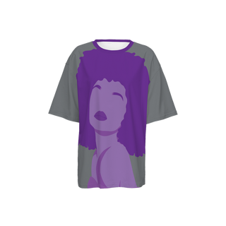 Women’s Oversized Sustainable Short-Sleeve T-Shirt, Purple Queen on Gray