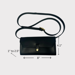 dimensions for black convertible wallet clutch by Lavada