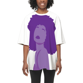 Women’s Oversized Sustainable Short-Sleeve T-Shirt, Purple Queen on White