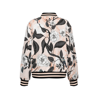 Sustainable Women's Bomber Jacket (Peach Fall Leaves)