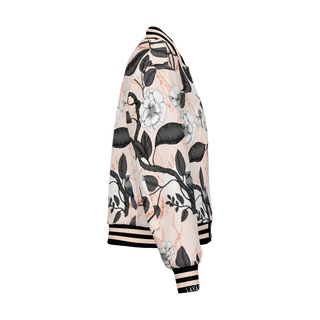 Sustainable Women's Bomber Jacket (Peach Fall Leaves)